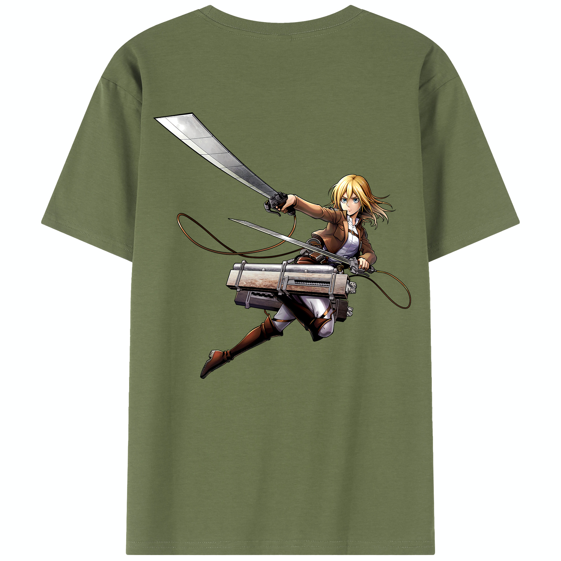 （画像用） 進撃の巨人 クリスタ·レンズ Attack on Titan Christa Lenz 綿100％半袖Tシャツ（背面プリント）